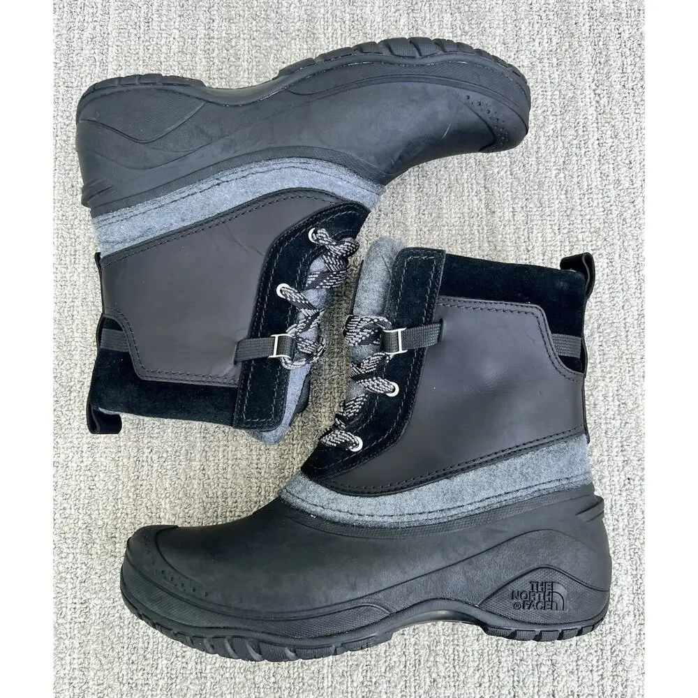 The North Face Shellista III Shorty Black Leather Boots Women's Size 8.5 US NEW